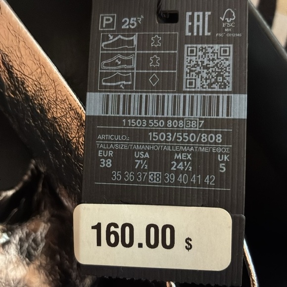 NWT. Massimo Dutti Silver Metallic Ballet Flats with Buckle. Size 7,5. - Picture 7 of 9